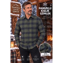 Eren Style Flanel Kışlık Pamuklu Kapaklı Cepli Düğmeli Yaka Gömlek (Regular Kalıp)