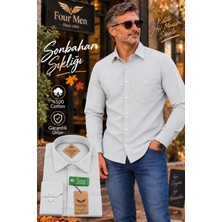 Eren Style Organik Pamuklu Uzun Kollu Tek Cepli Klasik  Koton Gömlek( Regular Kalıp)