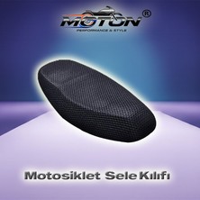 Moton 3D Fileli Terletmez Motosiklet Sele Kılıfı (L Beden - Siyah)