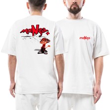 Z zepplin Manga Ön Arka Baskılı Beyaz Oversize Tişört
