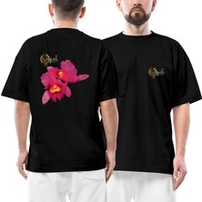 Z zepplin Opeth Classic Logo Orchid Ön Arka Baskılı Siyah Oversize Tişört