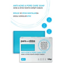 Pure and Shine Akne & Siyah Nokta Karşıtı Sabun - Salisilik Asit & Çay Ağacı Yağı 120G + Hediye Kese