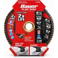 Gümrük Bey Bauer 57764 4-1/2 Inç 40 Kum Zirkonyum Flap Disk Taşlama Zımparası
