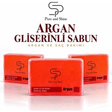 Pure and Shine Saç ve Saç Derısı Bakım Sabunu - Argan & Jojoba Yağlı Yoğun Onarıcı 120G + Kese Hedıyelıx 3 Adet