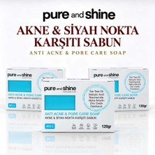 Pure and Shine Akne & Sıyah Nokta Karşıtı Sabun - Salısılık Asıt & Çay Ağacı Yağı 120G + Hedıye Kese x 3 Adet