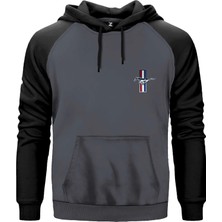 Z zepplin Ford Mustang Logo Gri Renk Reglan Kol Kapşonlu Sweatshirt