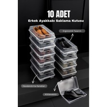 Businesshoess 10 Adet Şeffaf Erkek Ayakkabı Saklama Kutusu ve Düzenleyici 21 x 36 cm