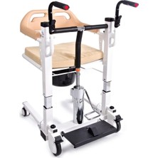 Medikaltec DM-160 Hasta Taşıma Sandalyesi Hidrolikli Tuvaletli Tekerlekli Sandalye (Manuel) Ayak Pedallı Katlanır Hasta Banyo Tuvalet Taşıma Arabası