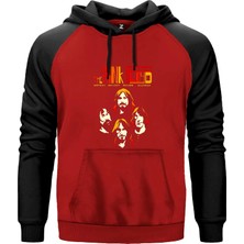 Z zepplin Pink Floyd Grup Silüet Kırmızı Renk Reglan Kol Kapşonlu Sweatshirt