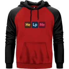 Z zepplin Designer Help Me Kırmızı Renk Reglan Kol Kapşonlu Sweatshirt