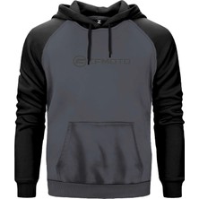 Z zepplin CFMOTO Yazı Gri Renk Reglan Kol Kapşonlu Sweatshirt