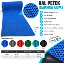 Hortumtech Bal Petek Paspas Kaymaz Pvc Islak Zemin Banyo Duş Havuz 4 mm 2,53 Kg/m2 - Mavi 90X40 cm