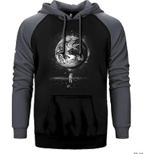 Z zepplin Aydaki Adam Gri Renk Reglan Kol Kapşonlu Sweatshirt