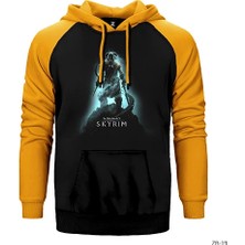 Z zepplin Skyrim Downguard Sarı Renk Reglan Kol Kapşonlu Sweatshirt