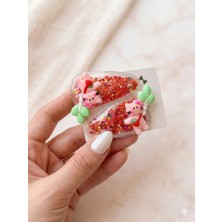 Cherry Lemon Şeffaf Yıldız Pullu ve Renkli Balonlu Figürlü Çocuk Çıtçıt Toka Seti