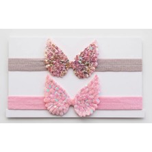 Cherry Lemon Melek Kanadı Figürlü Bebek Bandana Seti – 2'li Saç Bandı