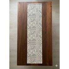 Cherry Lemon Siyah Bohem Etnik Desenli Vintaje Runner- Keten 36X140 cm
