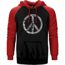 Z zepplin Music Love Peace Kırmızı Renk Reglan Kol Kapşonlu Sweatshirt