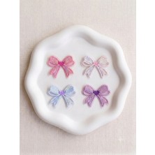 Cherry Lemon Saçsız Bebekler Için Nakışlı Fiyonk 4'lü Set Toka