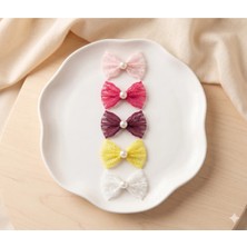 Cherry Lemon 5li Set Incili Dantel Fiyonk Bebek Tokası - Az Saçlı Saçsız Bebeklere Özel