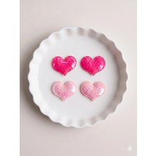 Cherry Lemon 4'lü Set Kalpli Pullu Işıltılı Çocuk ve Yetişkin Yan Toka Seti