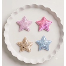 Cherry Lemon Işıltılı Yıldız Figürlü Saçsız Bebek Tokası 4'lü Set