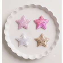 Cherry Lemon Işıltılı Yıldız Figürlü Saçsız Bebek Tokası 4'lü Set