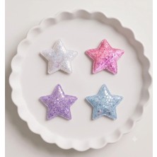 Cherry Lemon Işıltılı Yıldız Figürlü Saçsız Bebek Tokası 4'lü Set