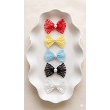Cherry Lemon 5li Set Incili Dantel Fiyonk Bebek Tokası - Az Saçlı Saçsız Bebeklere Özel