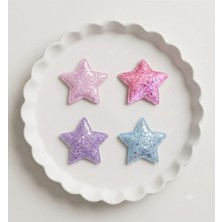 Cherry Lemon Işıltılı Yıldız Figürlü Saçsız Bebek Tokası 4'lü Set