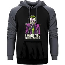 Z zepplin Joker I Want You Gri Renk Reglan Kol Kapşonlu Sweatshirt