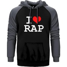 Z zepplin I Love Rap Gri Renk Reglan Kol Kapşonlu Sweatshirt