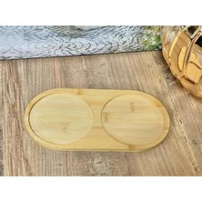 Toyigoo Bambu 2 Bölmeli Oval Yağdanlık ve Sosluk Altlığı - Şık Doğal Ahşap Görünümlü Stand, Mutfak Tezgahı Için Düzenleyici ve Çok Amaçlı Kullanım