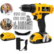 Sturdy 58V6AH Lion Çift Akülü New Series  Darbeli Turbo Şarjlı  Vidalama Matkap 27 Parça Setli
