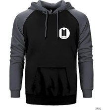 Z zepplin Bts Circle Logo Çift Renk Reglan Kol Sweatshirt / Hoodie