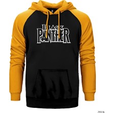 Z zepplin Black Panther Logo Sarı Renk Reglan Kol Kapşonlu Sweatshirt