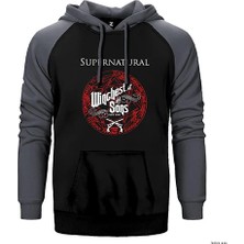 Z zepplin Supernatural Wincester Çift Renk Reglan Kol Sweatshirt / Hoodie