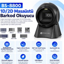 Grandstarr BS-8800 1d/2d Qr Kod Ekran Okuyabilen Otomatik Masaüstü Barkod Okuyucu
