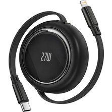 Laptify 27W Pd Usb-C To Lightning Geri Çekilebilir Hızlı Şarj Kablosu, 3A, 1 Metre, iPhone iPad Uyumlu