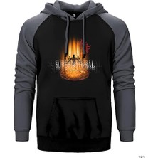 Z zepplin Supernatural Devil Cage Gri Renk Reglan Kol Kapşonlu Sweatshirt