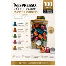Nespresso Kapsül Kahve Master Origins Seri 100 Kapsül + Cam Saklama Kutu Hediyeli