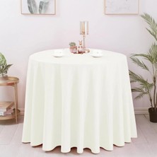 Zeren Home 300 cm Yuvarlak Dertsiz Masa Örtüsü – %100 Polyester – Organizasyon ve Düğün Masaları Için - Kadifemsi Doku
