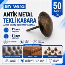 5n Vera Antik Metal Tekli Kabara Raptiye 50 Adet 11 mm Dekoratif Koltuk Mobilya Döşeme Çivisi