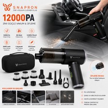 Str Store Oto Araç - 2ın1 Şarjlı 80W - 12000PA 9 Başlık - 3 Filtre El Tipi Basınçlı Hava Üfleme - Araç Süpürge Makinesi Taşıma Çantalı SNV-3002
