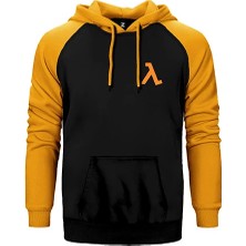 Z zepplin Half Life Logo Pocket Kopya Sarı Renk Reglan Kol Kapşonlu Sweatshirt
