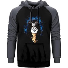 Z zepplin Kiss Tommy Thayer Gri Renk Reglan Kol Kapşonlu Sweatshirt