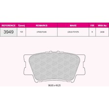 Grap Arka Fren Balatası Toyota Rav 4 Iıı 06-11 Camry 06-11 - 93949