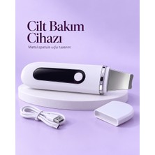USB Şarjlı Metal Spatula Uçlu Beyaz Yüz ve Cilt Bakım Cihazı