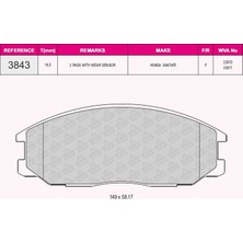 Grap Ön Fren Balatası Hyundaı Starex 03-> Santafe 01-06 / Ssangyong Kyron / Actyon - 93843
