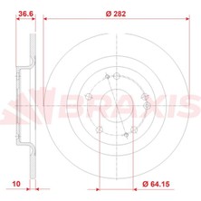 Braxis Braxıs Arka Fren Dıskı Honda Cıvıc x Fc5 1.6 1.5 Turbo Rs 16>21 (282MM)